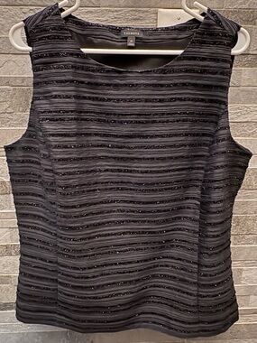 Talbots Black Ribbed Sleeveless Beaded Camisole